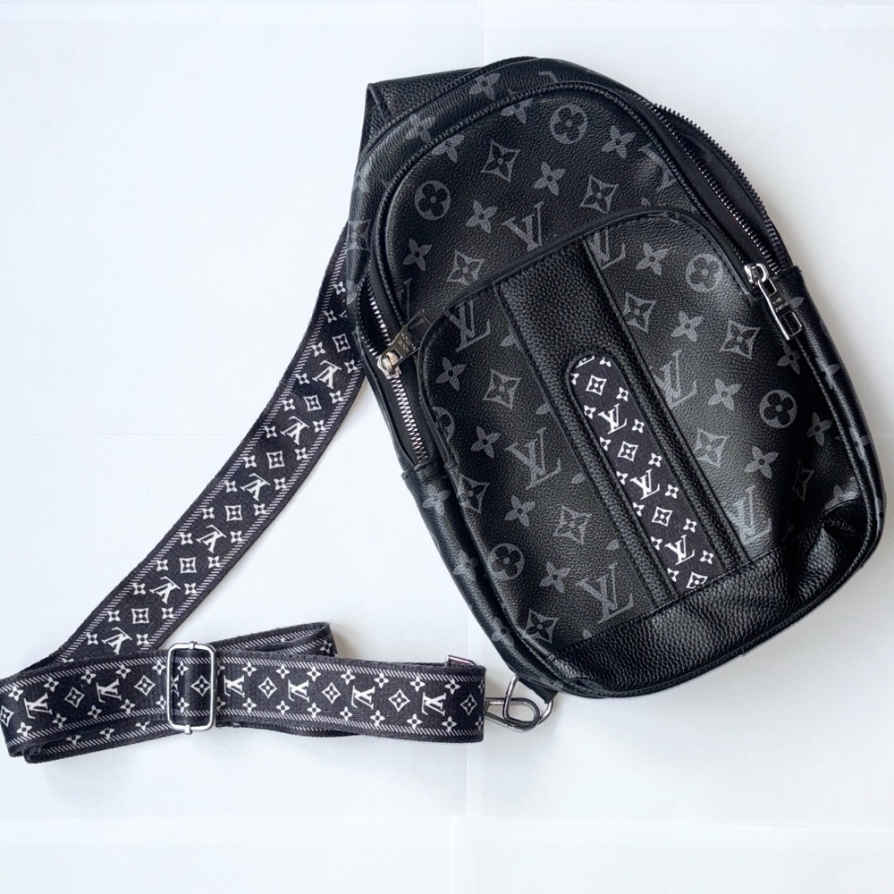 Designer Inspired Black Monogram Shoulder Sling/ Backpack